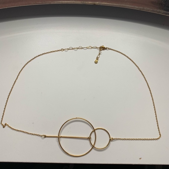 Open Circle Abstract Dainty Goldtone Necklace - Picture 2 of 6